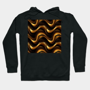 Golden Harmony: Abstract Stripes in Luxe Gold Hoodie